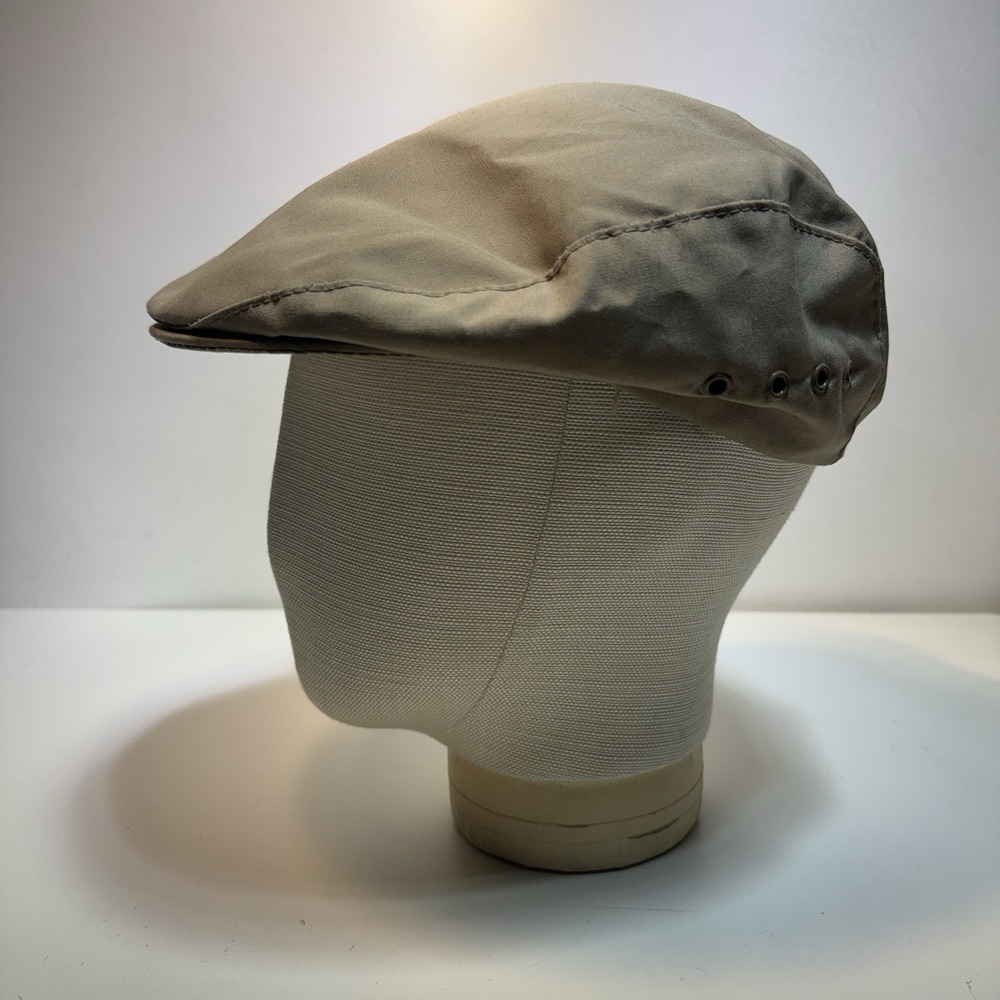 Eddie Bauer Newsboy Golf Cabby Hat Cap Tan USA Union Made Plaid Lining Size L